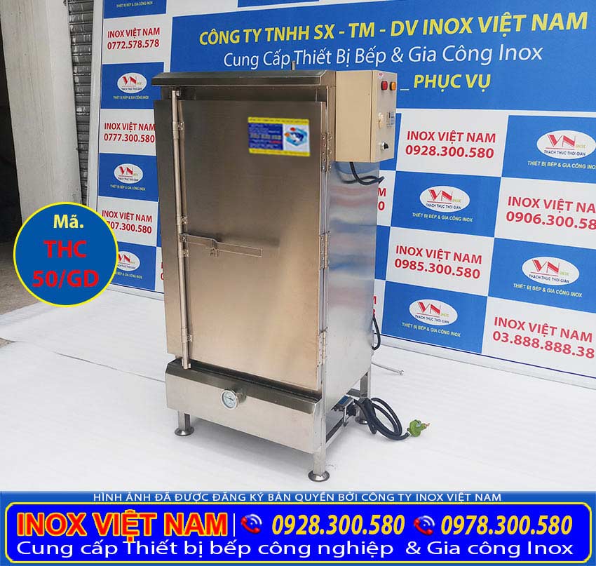 Địa chỉ bán tủ hấp cơm công nghiệp 50 kg bằng điện và gas, tủ nấu cơm công nghiệp, tủ cơm 50 kg gạo sử dụng điện và gas giá tốt tại Inox Việt Nam.