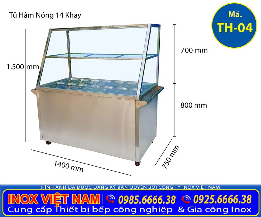 Giá tủ trưng bày cơm, hâm nóng thức ăn 14 khay giá tốt tại Inox Việt Nam. Liên Hệ Mua Ngay.