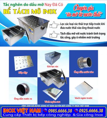 Hố bể tách mỡ inox 304 giá tốt tại TP HCM do xưởng Inox Việt Nam sản xuất.