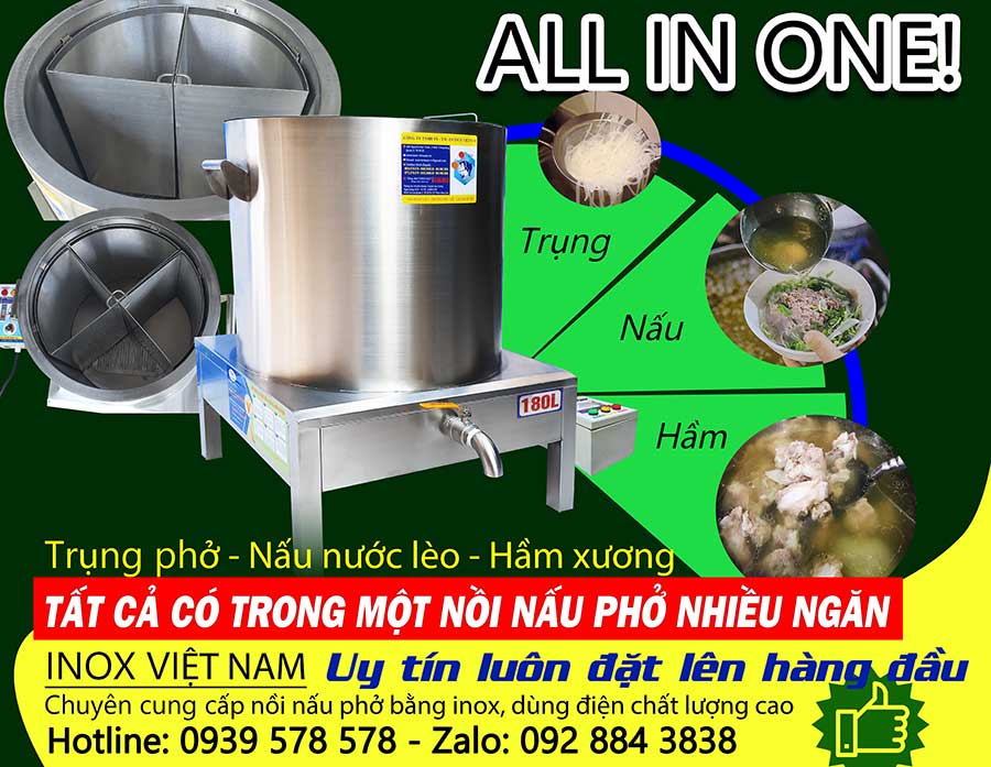 Nồi nấu phở bằng điện nhiều ngăn giá tốt tại Inox Việt Nam