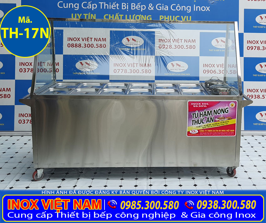 Tủ hâm nóng thức ăn 12 khay 2 nồi giá tốt được sử dụng làm nóng và hâm nóng giữ nóng khi kinh doanh.