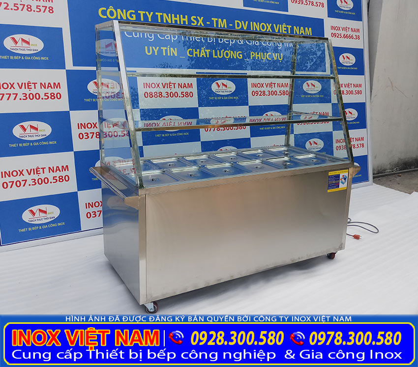 Địa chỉ mua tủ hâm nóng thức ăn điện, tủ hâm nóng thức ăn 12 khay 3 tầng có mái kính giá tốt. Liên hệ Inox Việt Nam ngay.
