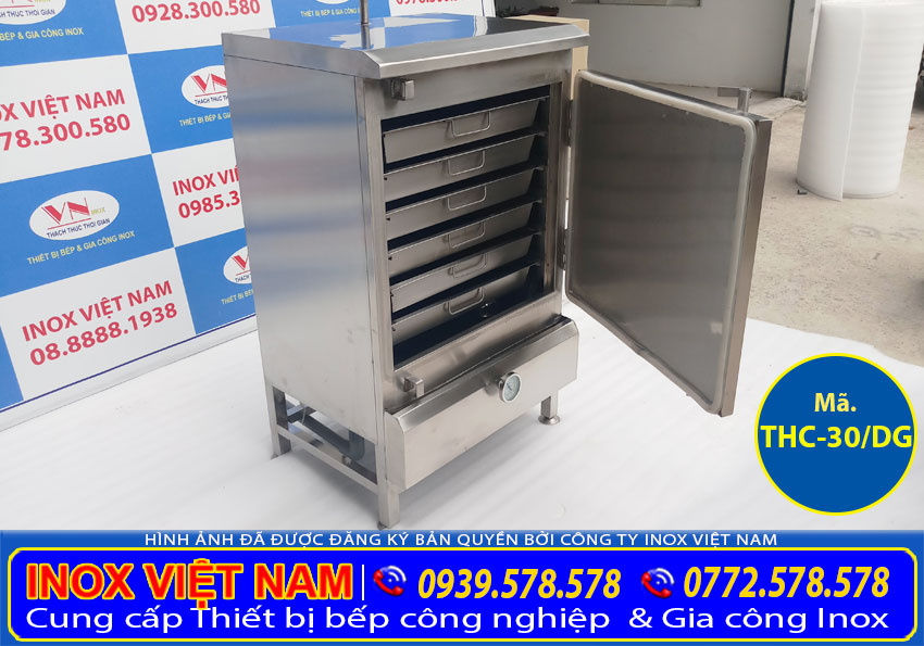 Tủ hấp cơm 30 kg gạo bằng điện và gas, tủ hấp cơm công nghiệp 30kg gạo sử dụng điện và gas.