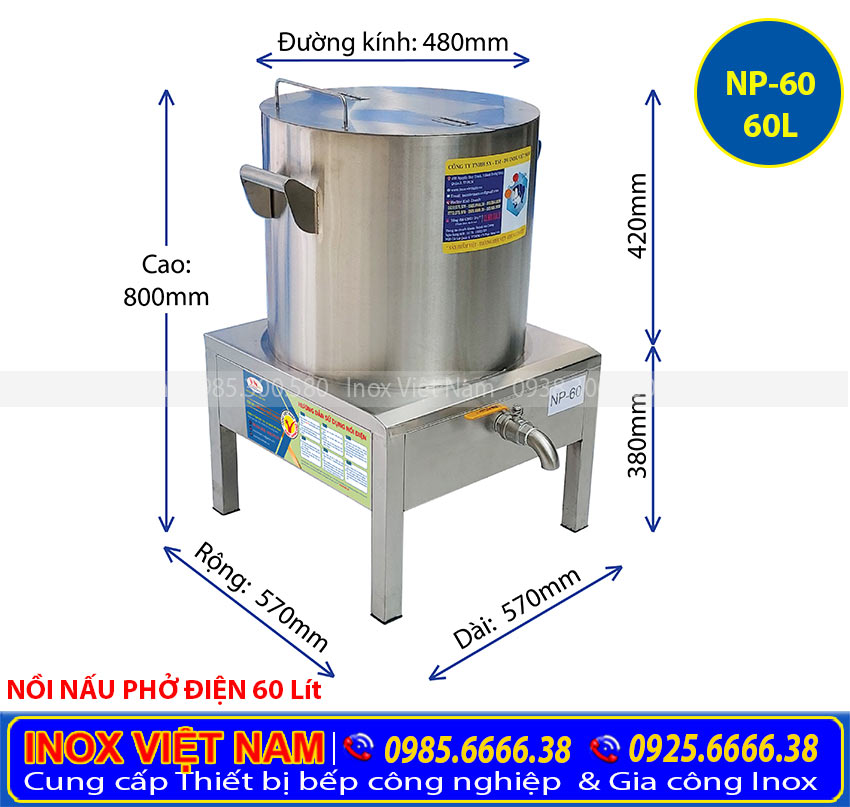 Nồi nấu phở điện 60 Lít, Địa chỉ mua nồi phở điện 60 lít giá tốt tại inoxvina.vn
