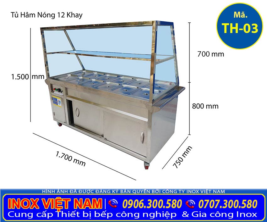 Địa chỉ mua Tủ hâm nóng thức ăn 12 khay inox giá tốt tại xưởng sản xuất Inox Việt Nam của chúng tôi.