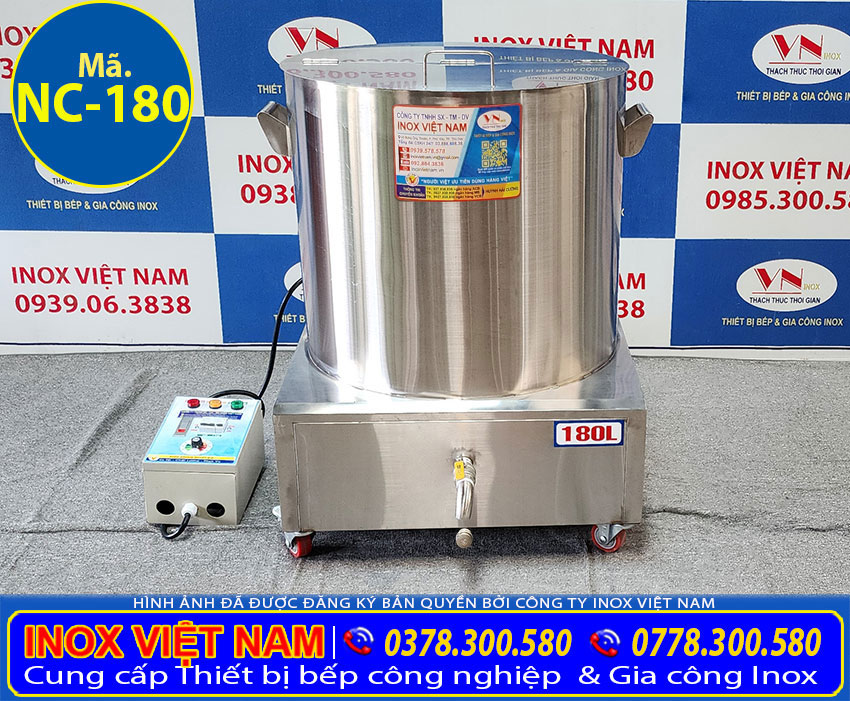 Thiết bị inox nhà hàng, nồi điện hầm cháo công nghiệp công suất lớn, nồi nấu cháo bằng điện 180 lít giá tốt chất lượng trong kinh doanh ẩm thực nhà hàng