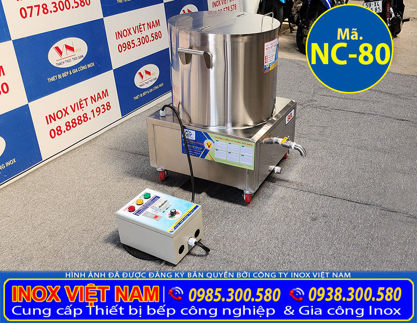 Nồi inox nấu cháo công nghiệp bằng điện 80 lít giá tốt sử dụng rất đa năng trong kinh doanh nhà hàng và công nghiệp