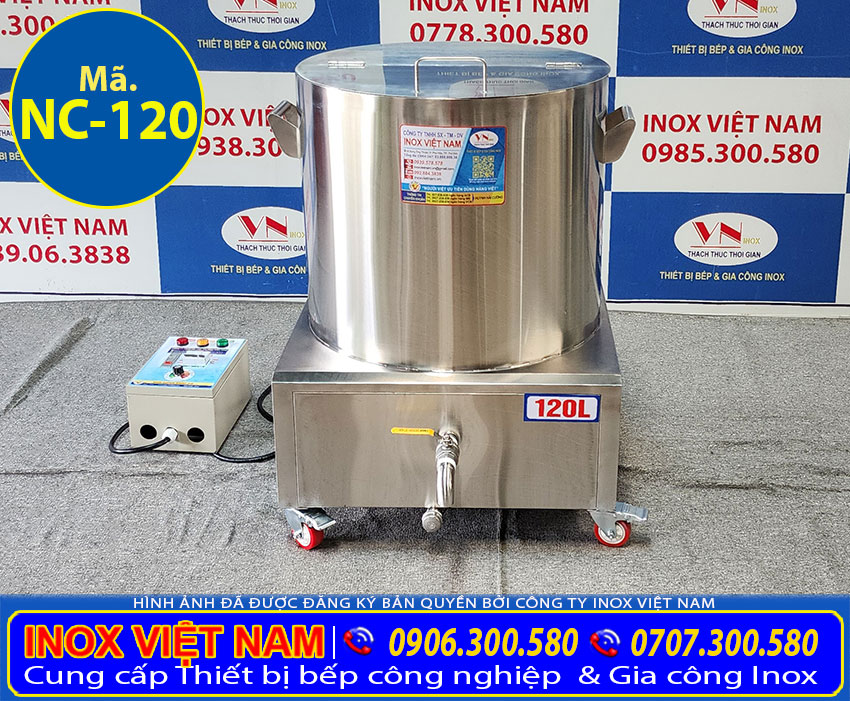 Nồi điện nấu cháo công nghiệp 120 lít có đặc điểm nổi bật công suất lớn, tiết kiệm điện, đa năng