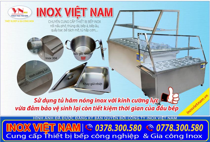 Quầy trưng bày quầy giữ nóng thức ăn, quầy hâm nóng thức ăn giá tốt tại xưởng sản xuất Inox Việt Nam.