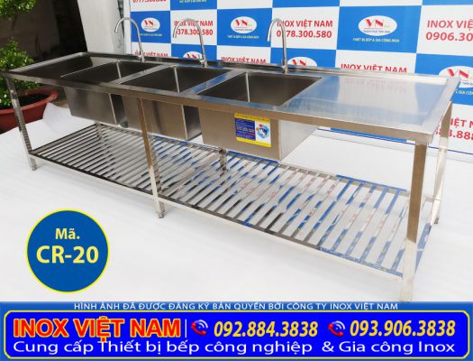 Bạn muốn mua bồn rửa inox có 3 chậu rửa loại bồn rửa chén nhà hàng 3 ngăn lớn có bàn rửa 2 bên hoặc mẫu mã chậu rửa khác, thì nhanh chóng liên hệ Inox Việt Nam ngay nhé!