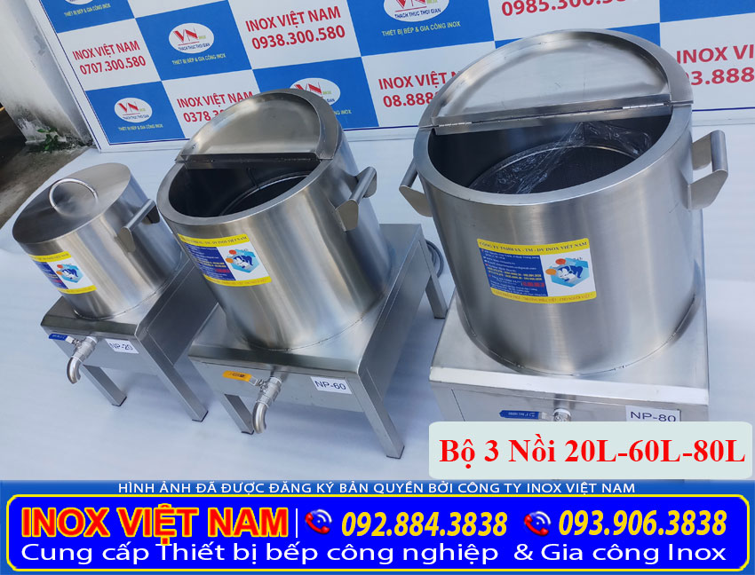 Liên hệ Inox Việt Nam báo giá bộ nồi điện nấu phở 20 lít 60 lít 80 lít chính hãng do chúng tôi sản xuất.