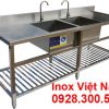 Chậu rửa đôi có kệ dưới và bàn dửa 2 bên cạnh giá tốt