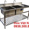 Địa chỉ mua chậu rửa đôi 2 hố có kệ nan dưới và bàn rửa cánh phải.