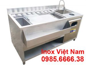 Quầy pha chế trà sữa inox đẹp mã QB-03 tại Inox Việt Nam.