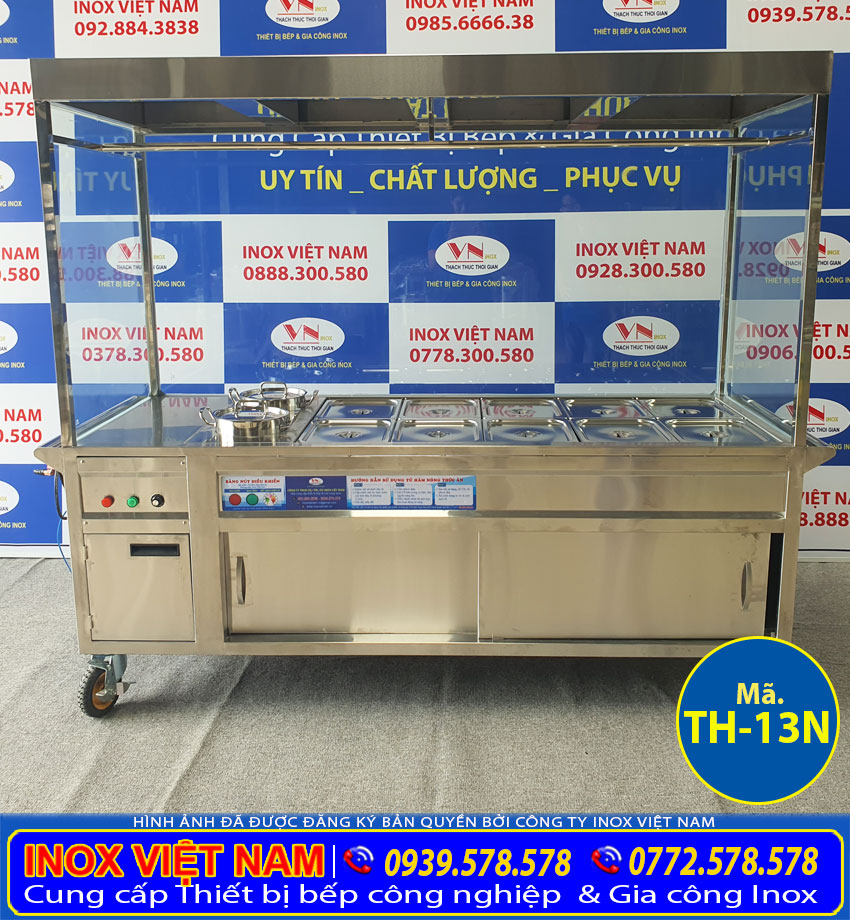 Tủ hâm nóng thức ăn có mái che giá tốt tại Inox Việt Nam.