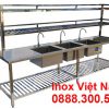 Bồn rửa inox công nghiệp 3 ngăn, chậu rửa inox có 3 hố rửa.