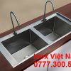 Chậu rửa inox công nghiệp 2 hộc âm bàn.