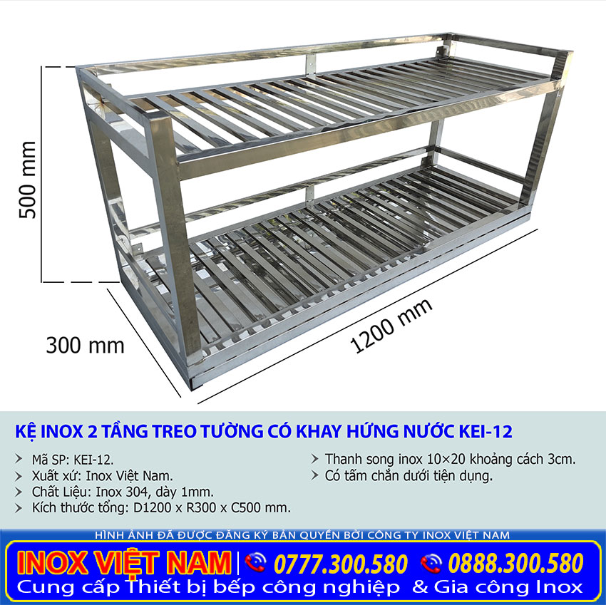 Địa chỉ mua kệ inox 2 tầng,kệ inox úp chén bát dĩa 2 tầng, kệ inox nhà bếp 2 tầng có khay hứng nước bên dưới giá tốt tại Inox Việt Nam.