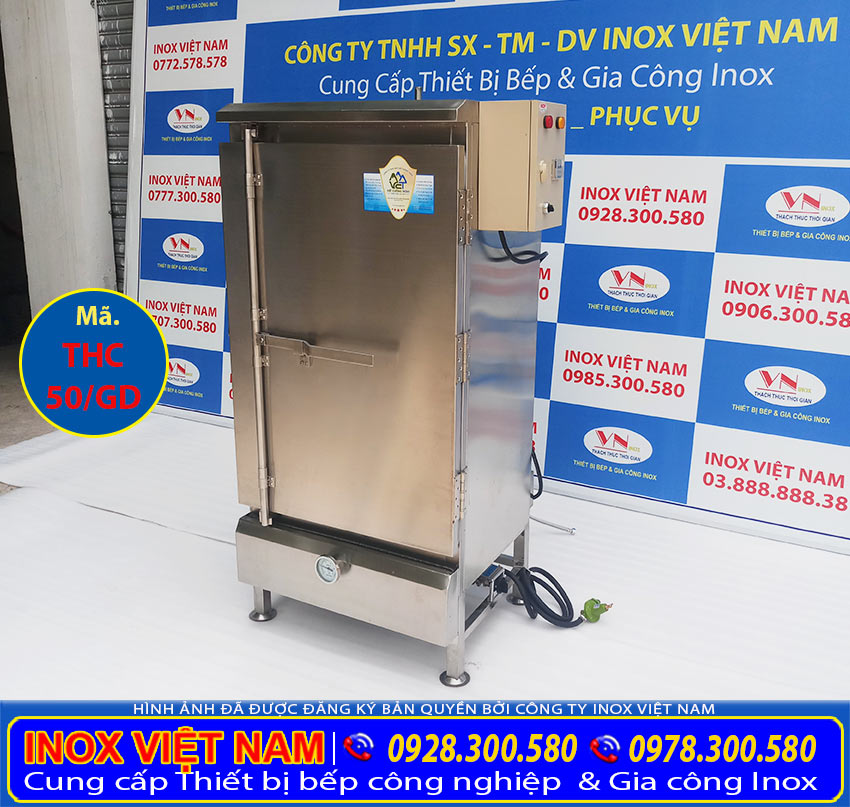 Tủ hấp cơm công nghiệp 50kg điện và gas giá xưởng Inox Việt Nam do chúng tôi sản xuất. Liên hệ mua ngay.