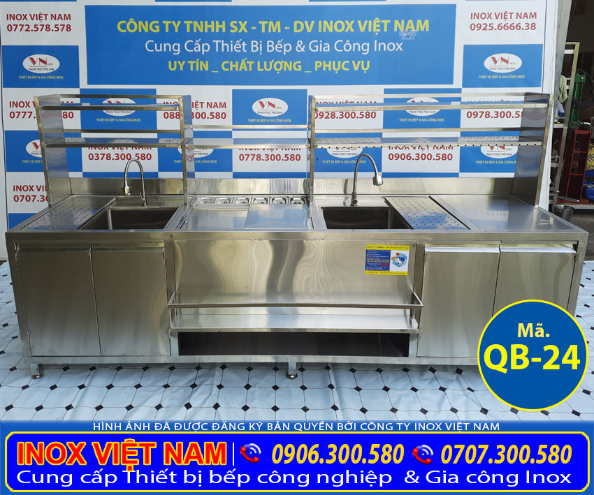 Inox Việt Nam báo giá bán quầy bar trà sữa inox đẹp dài 2 mét 7, quầy bar inox đẹp giá xưởng uy tín chất lượng.