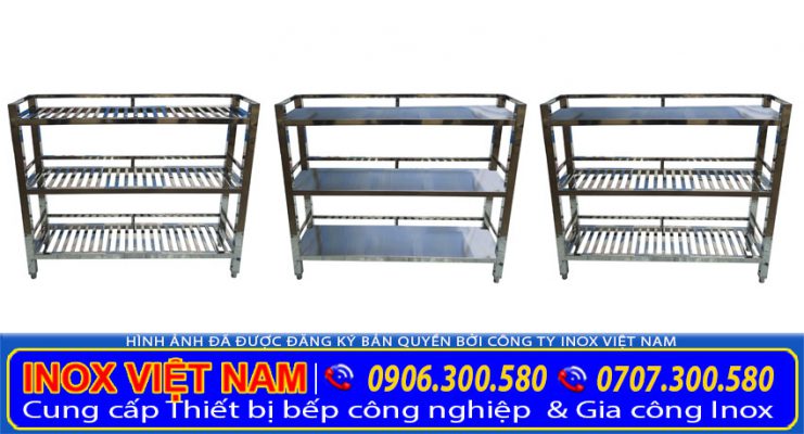 Địa chỉ bán kệ inox 3 tầng giá tốt, kệ inox úp chén nhà bếp uy tín tại TP HCM. Liên hệ Inox Việt Nam ngay