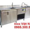 Quầy pha chế trà sữa inox dài 2,5 mét đẹp.