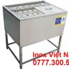 Thùng đá inox có khung chân tích hợp thêm khay topping tiện ích cao.