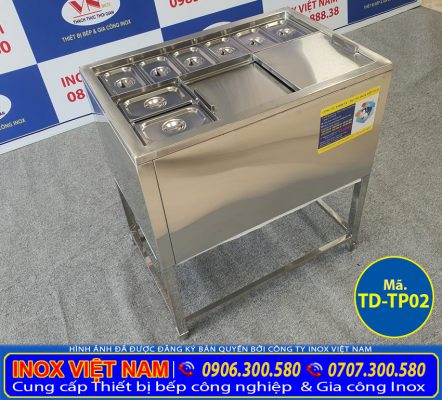 Thùng Đá Inox Khung Chân Có Khay Topping TD-TP02