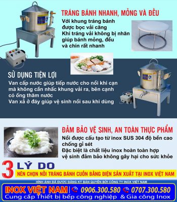 Báo giá nồi tráng bánh cuốn bằng điện Inox Việt Nam uy tín chuyên nghiệp tại TP HCM.