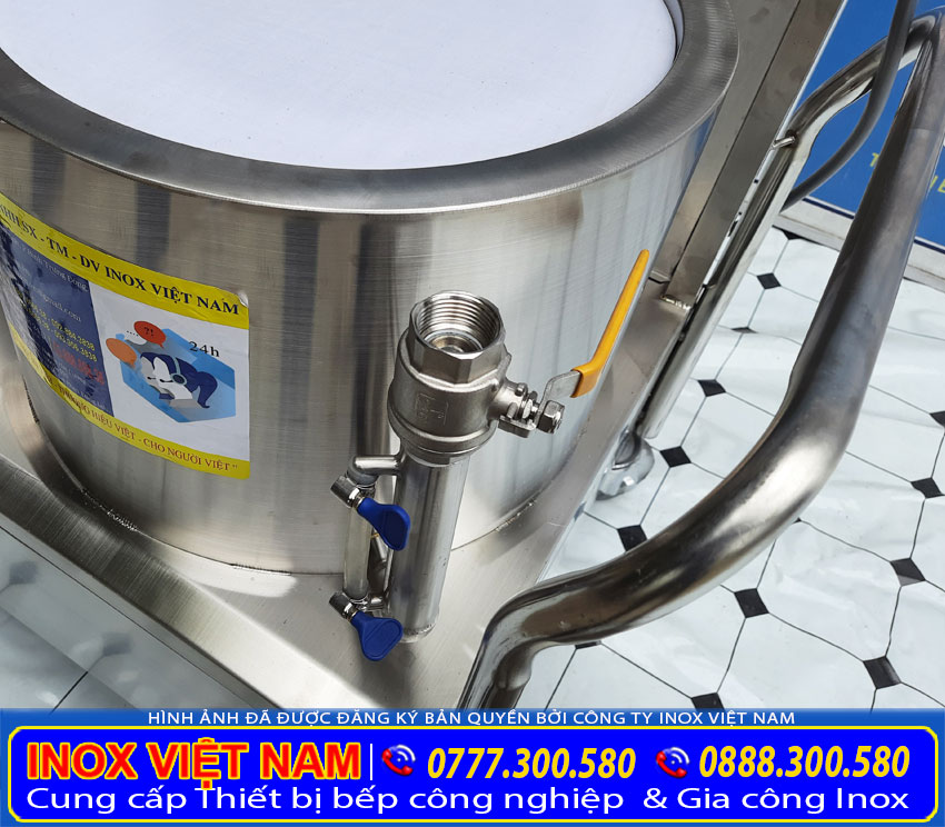 Chi tiết ống canh mựt nước nồi tráng bánh cuốn bằng điện giá tốt tại Inox Việt Nam.