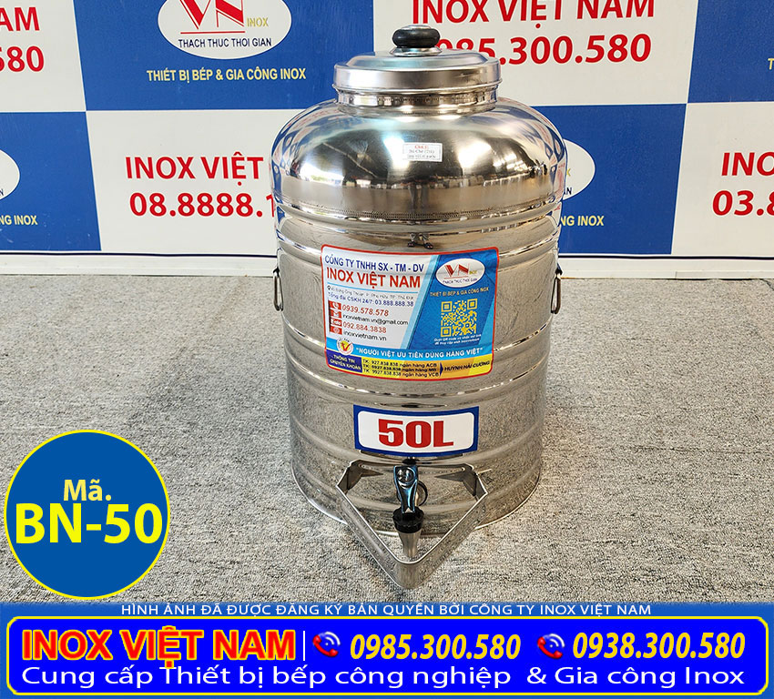 bình nước inox 1 lớp inox 304 có vòi gạt 50 lítkhông cách nhiệt giá tốt