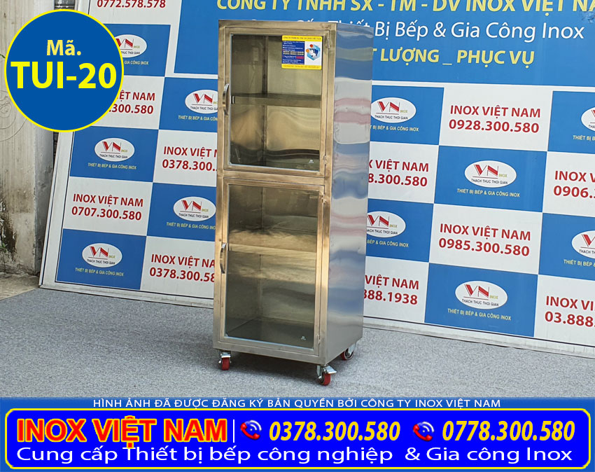 Báo giá tủ bếp inox có cửa kính được sản xuất tại Inox Việt Nam. TUI-20.