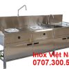 Bếp inox 2 họng kiềng có chậu rửa inox giá tốt.