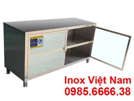 Tủ inox có cửa kính 2 tầng giá tốt tại Inox Việt Nam.