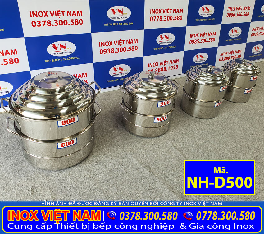 Bộ 4 sản phẩm Nồi Hấp Inox Sử Sụng Bếp Gas NH-D500