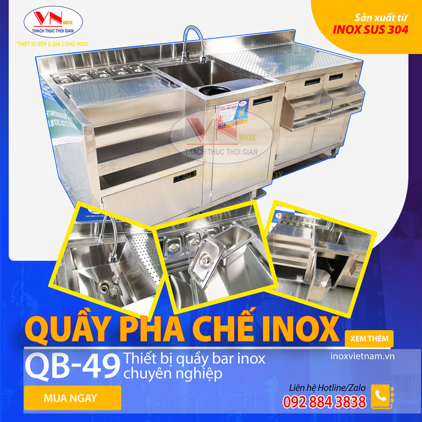 Địa chỉ gia công quầy pha chế trà sữa cafe đẹp bằng inox uy tín tại tphcm. Liên hệ Inox Việt Nam ngay