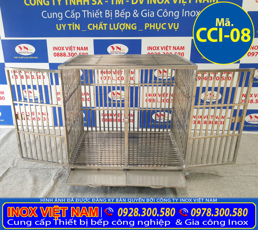Mẫu chuồng chó inox 304 CCI-08, sản phẩm giá tốt kích thước rộng rãi cho thú cưng của bạn ở rất thoải mái và an toàn.