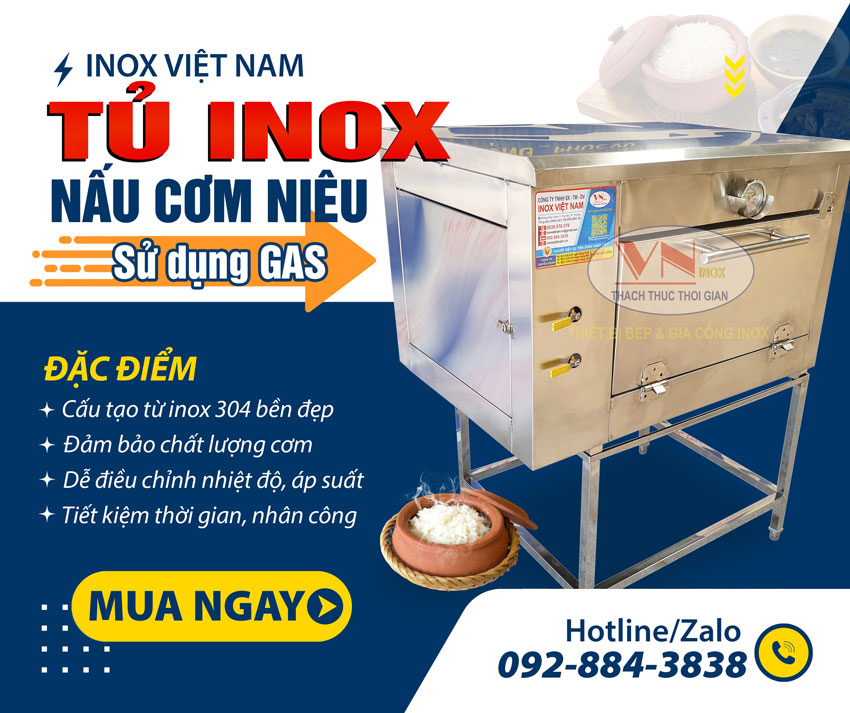 Địa chỉ bán tủ inox nấu cơm niêu sử dụng gas giá tốt tại TPHCM, giá xưởng khi đến tay khách hàng trên quốc ship code
