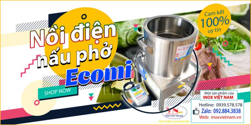 Nồi nấu phở bằng điện Ecomi giá tốt tại Inox Việt Nam.