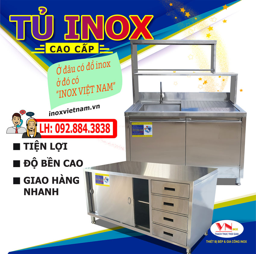 Báo giá tủ inox úp chén bát nhà bếp, bếp nhà hàng (Inox Việt Nam. CALL: 092.884.3838)