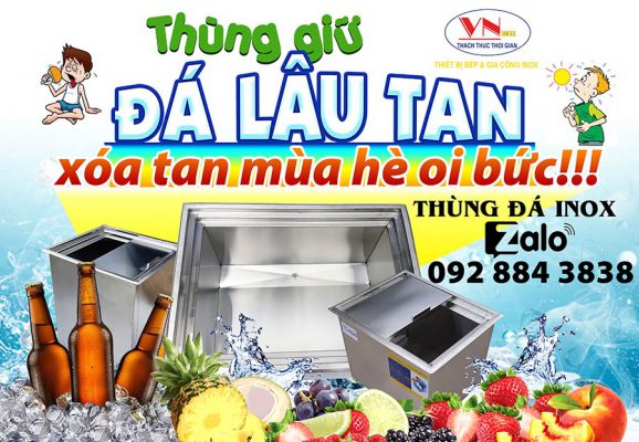 Mua thùng đá inox 304 cho quán cafe giúp đá lâu tan hơn, giữ lạnh tốt hơn