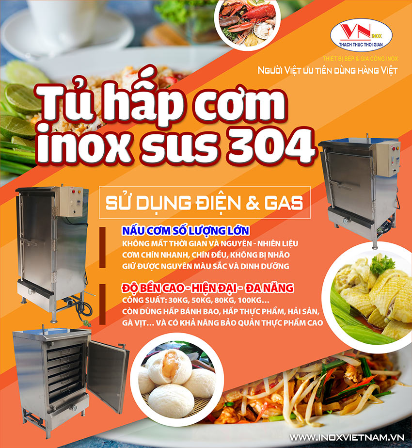 Review tủ nấu cơm công nghiệp công suất lớn giá  tốt tại Inox Việt Nam