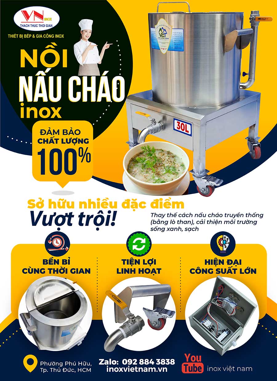 Review nồi điện nấu cháo công nghiệp giá tốt tại xưởng Inox Việt Nam