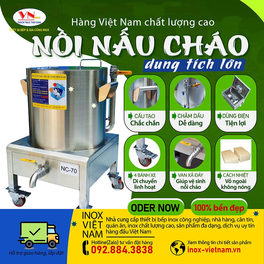 Review nồi inox nấu cháo công nghiệp bằng điện giá xưởng Inox Việt Nam
