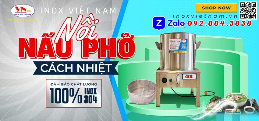 Review nồi nấu phở bằng điện cách nhiệt loại điện liền nồi tại Inox Việt Nam