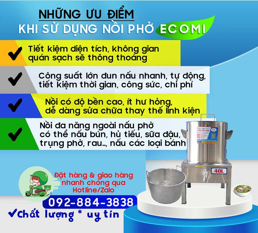 Review ưu điểm nồi nấu phở bằng điện ecomi tại Inox Việt Nam