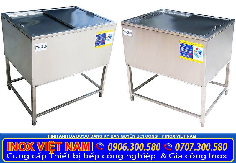 Liên hệ Inox Việt Nam ngay để được tư vấn báo giá thùng đá inox chân đứng giá tốt, được sử dụng rộng rãi hiện nay