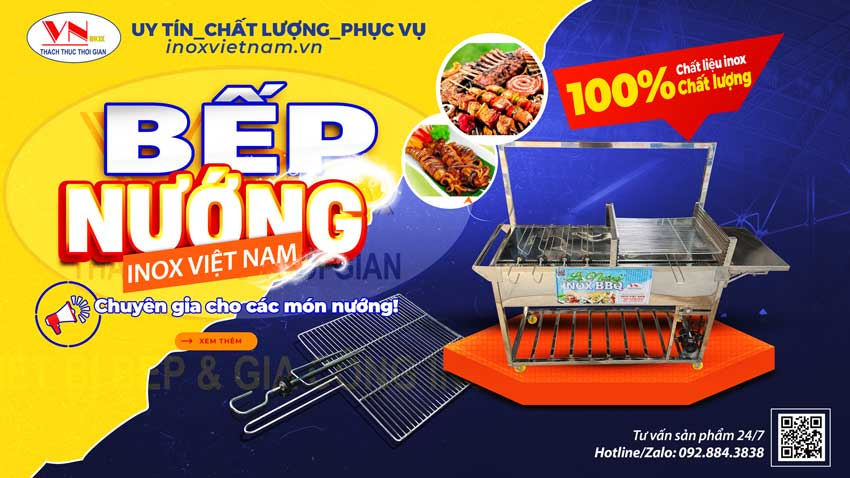 Bếp nướng than inox BBQ chân cao giá tốt mẫu mã đa dạng có sẵn tại phòng trưng bày công ty Inox Việt Nam