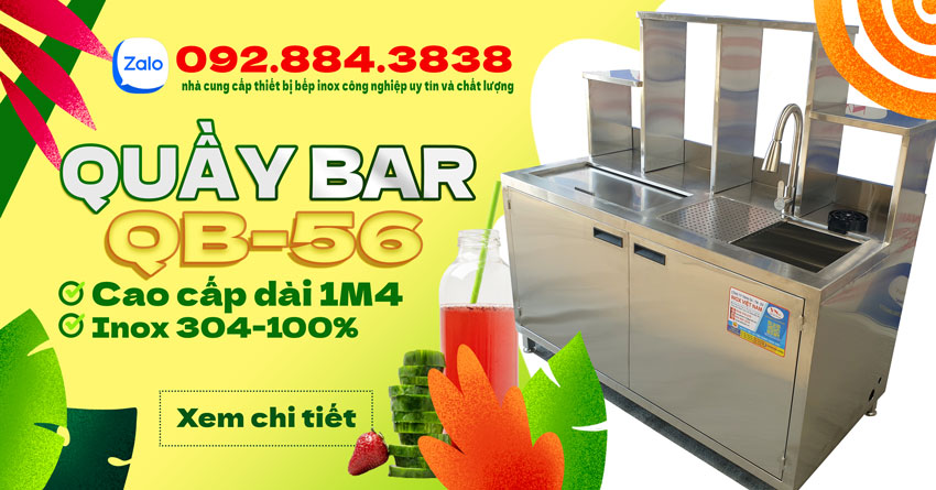 Quầy pha chế đẹp chất liệu inox 304 cho quán đá bào, cafe khi bạn kinh doanh mở quán khởi nghiệp