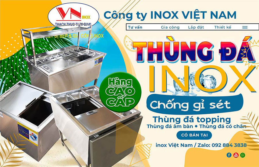 nơi mua thùng đá inox 304 trả góp ở đâu, Thùng đá inox giữ nhiệt có khay topping mẫu mã đa dạng hãy xem phần nội dung bên dưới